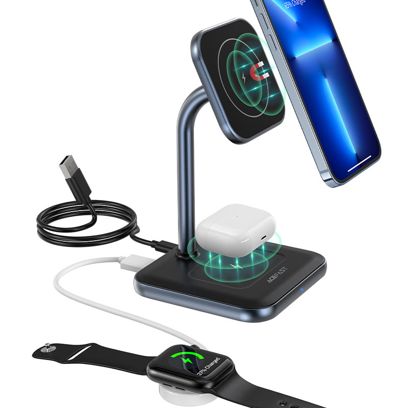 Беспроводное зарядное устройство Acefast E1 2-in-1 Fast Wireless Charger Desktop Holder (AF-E1-GY)