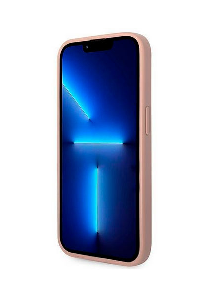Чехол Guess для iPhone 14 Pro Max PU Saffiano с metal logo Hard Розового цвета