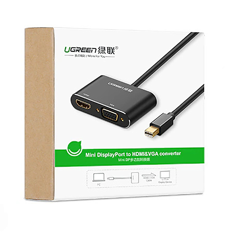 UGREEN MD115 (20422) Mini DisplayPort - HDMI to VGA Converter (4K) чёрный