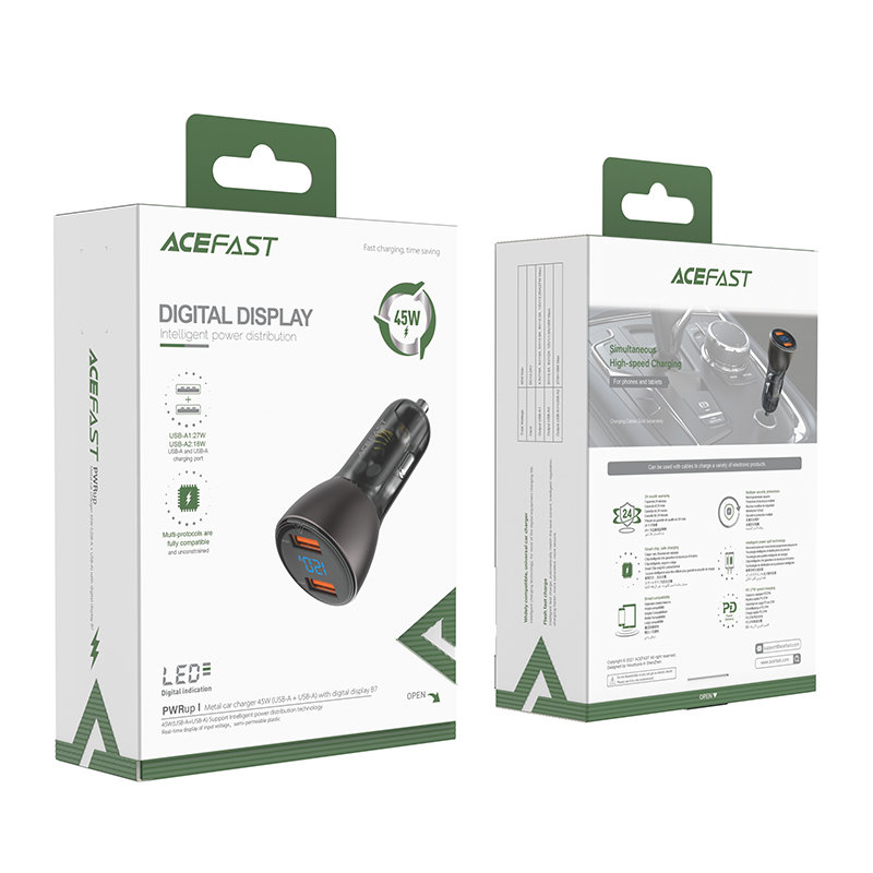 Автомобильное зарядное устройство Acefast B7 45W 2 x USB-A Car Charger (AF-B7-TBK)