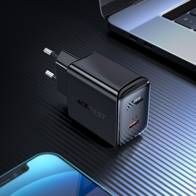 Сетевое зарядное устройство ACEFAST A1 PD20W 1xUSB-C Fast Charge Wall Charger чёрное (EU)