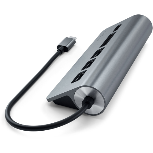 USB-хаб и картридер Satechi Type-C Aluminum USB 3.0 Hub & Card Reader (ST-TCHCRM) серый космос
