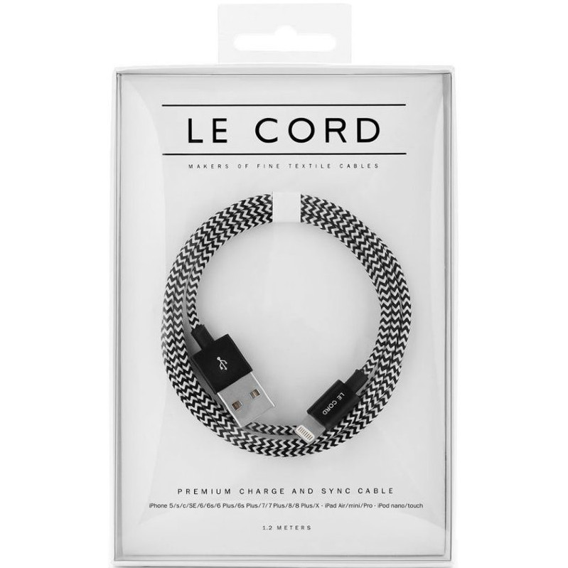 Кабель Le Cord Nylon Lightning MFI (1.2 метра) Eero (Чёрно-белый)