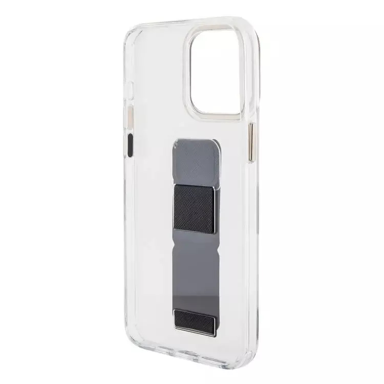Чехол CG Mobile Guess Grip Stand Clear Case 4G Logo для iPhone 15 Pro Max прозрачный / чёрный