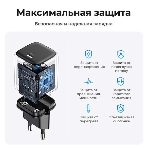 Сетевое зарядное устройство UGREEN CD319 (15326) Nexode Mini USB-C 30W PD GaN Fast Charger белое
