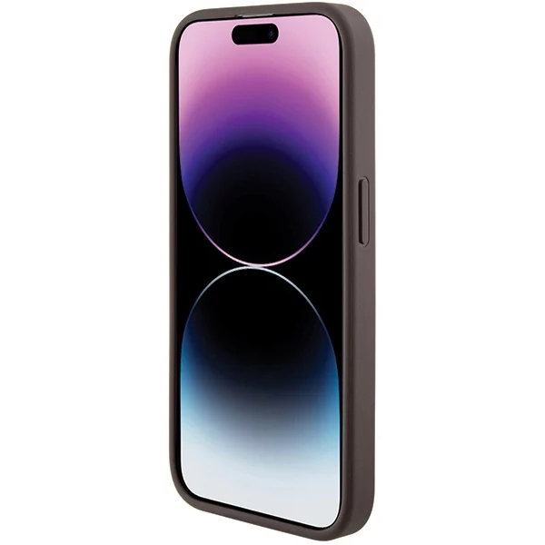 Чехол CG Mobile Guess Grip Stand PU 4G Triangle Diamond Metal Logo для iPhone 15 Pro коричневый
