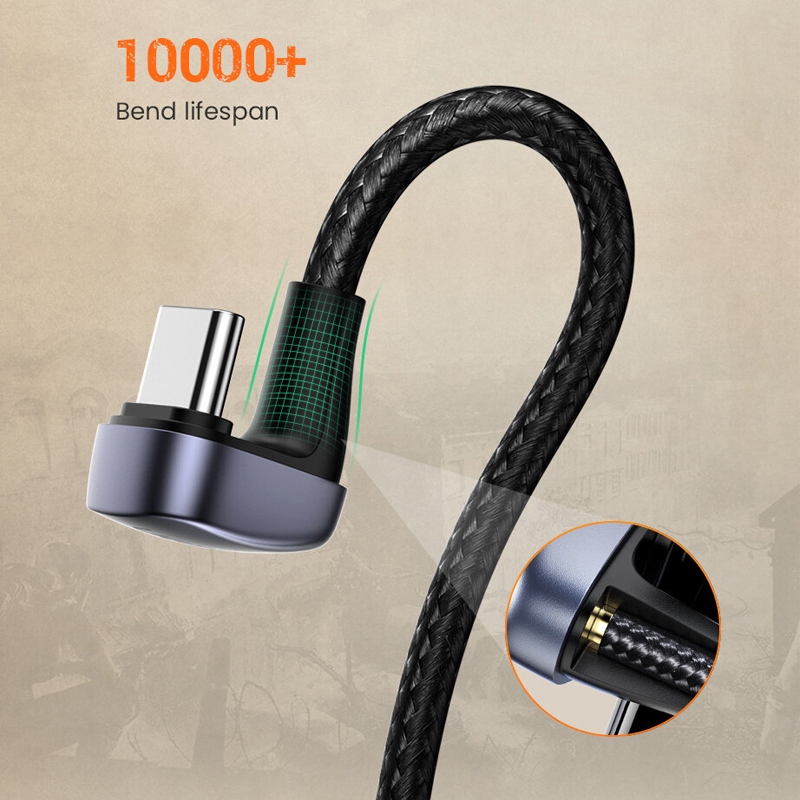 Кабель угловой UGREEN US311 (70315) USB 2.0-A - USB-C плетеный - 2м