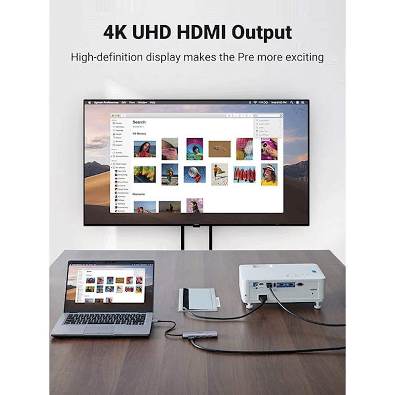 Мульти Хаб Ugreen CM511 (60383) USB-C Multifunction Adapter Серый космос