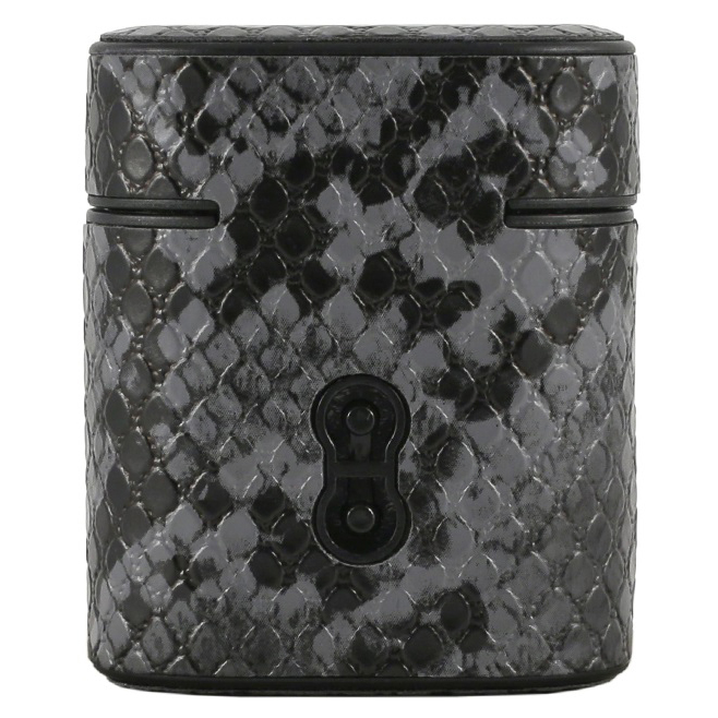 Чехол Guess Python PU Leather Case Metal Logo для AirPods чёрно-серый