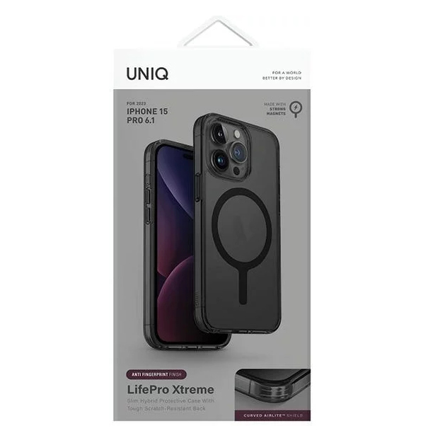 Чехол Uniq Lifepro Xtreme AF MagSafe для iPhone 15 Pro тёмно-серый (Frost Smoke)