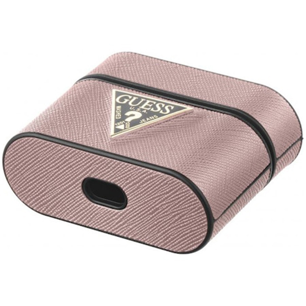 Чехол Guess Saffiano PU Leather Case Metal Logo для AirPods Pro розовый
