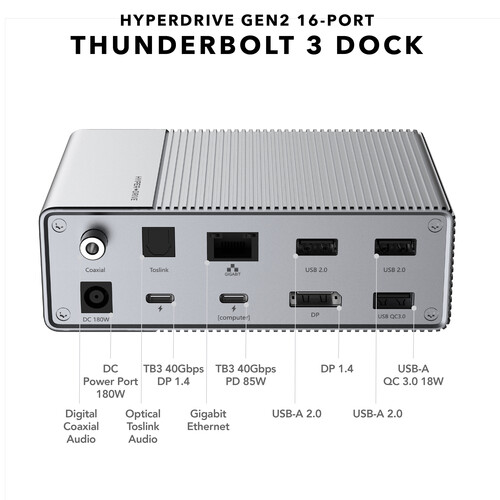 Док-станция Hyper HyperDrive GEN2 16-in-1 Thunderbolt 3 Dock (HD-G2TB3)