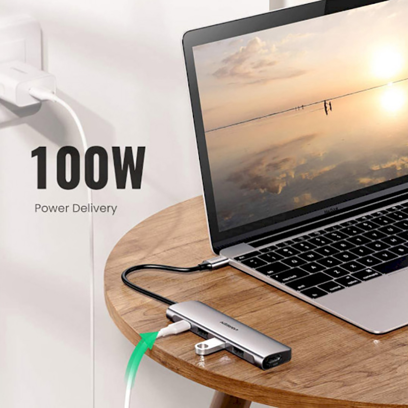 Мульти Хаб Ugreen CM136 (70495) USB-C Multifunction Adapter Серый космос