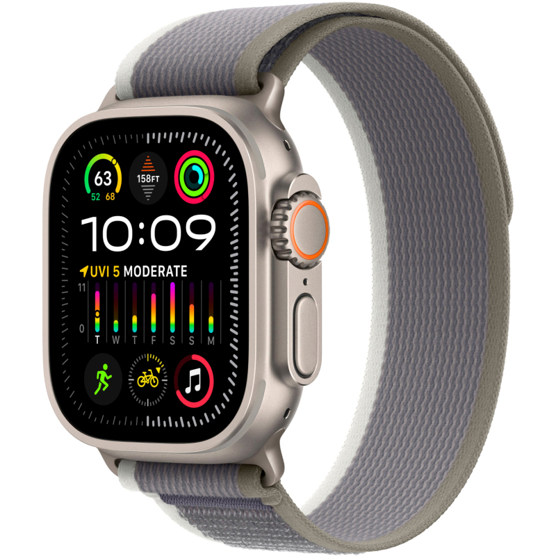 Умные часы Apple Watch Ultra 2 49 мм, GPS, титан, ремешок Trail зелёный / серый