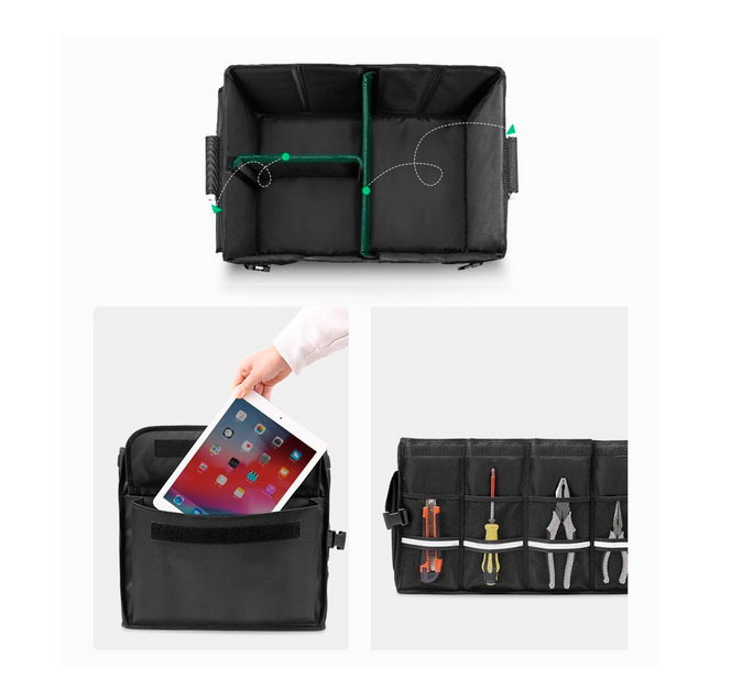 Органайзер UGREEN LP256 Car Trunk 55L Oxford Aluminium Alloy черный