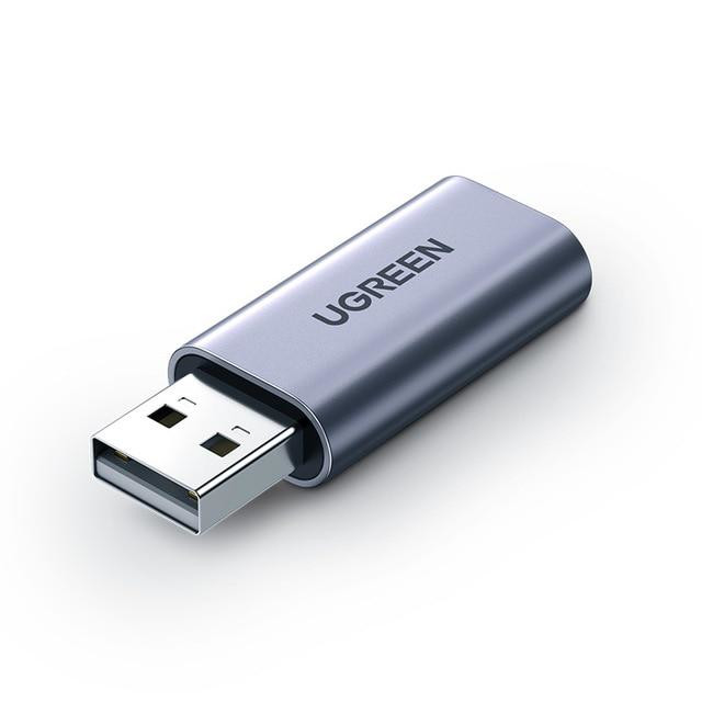 Внешняя звуковая карта UGREEN CM383 (80864) USB 2.0 to 3.5mm Audio Adapter серый