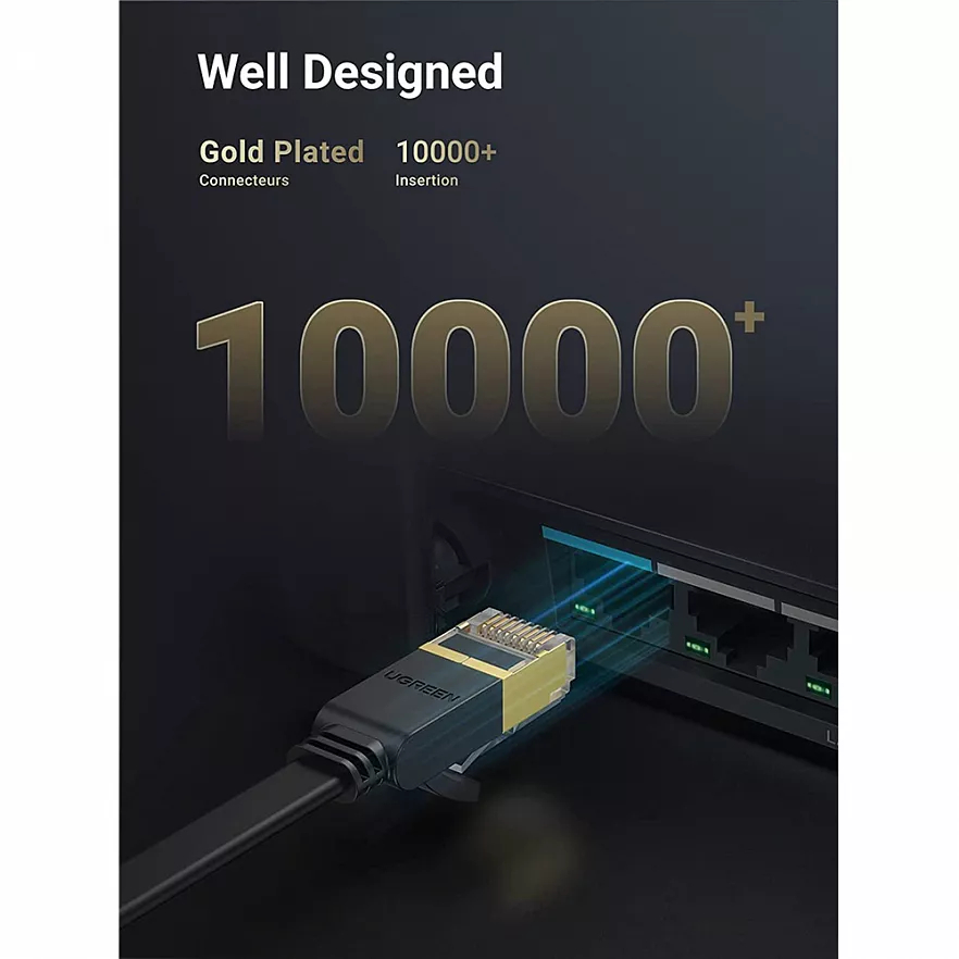 Кабель Ugreen NW106 2 x RJ45 Ethernet Cable (5 метров) чёрный (11263)