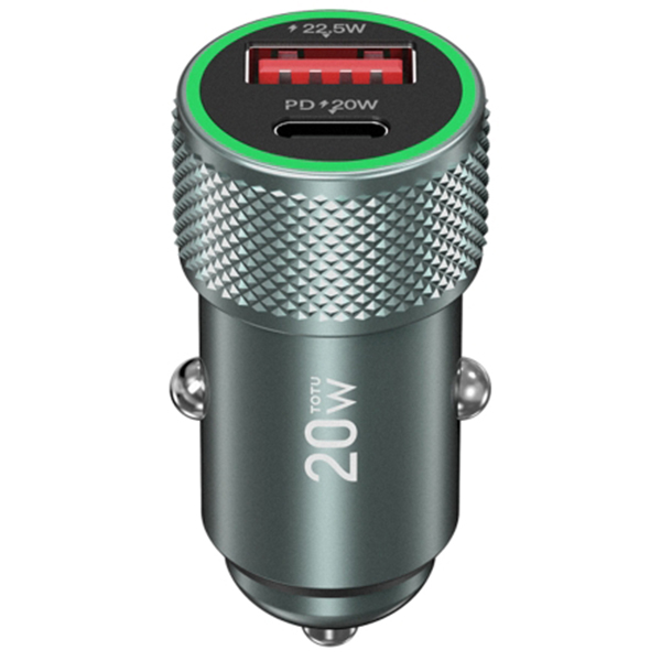 Автомобильное зарядное устройство TOTU Blade Series Car Charger 20W DCCPD-010 серый космос