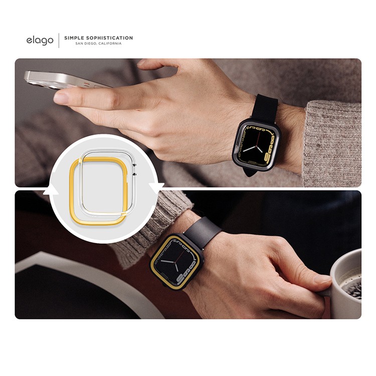 Чехол Elago DUO для Apple Watch 44/45 мм чёрный / жёлтый