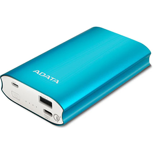 Внешний аккумулятор ADATA A10050QC PowerBank Quick Charge 3.0 10050 mAh голубой
