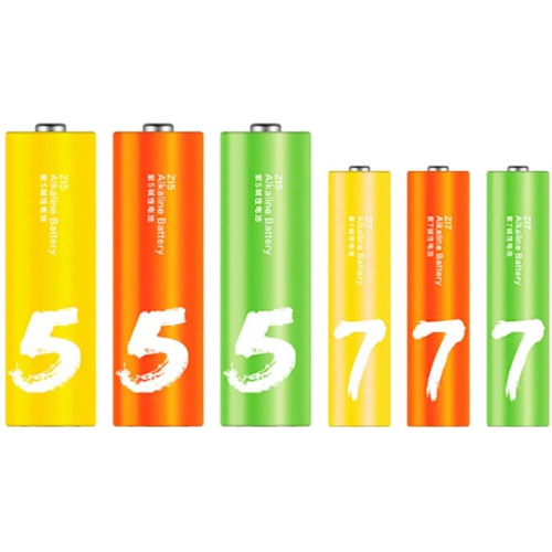 Комплект батареек алкалиновых ZMI Rainbow Zi5 AA/Zi7 AAA (12+12 шт.) разноцветные (LR24 Colors)