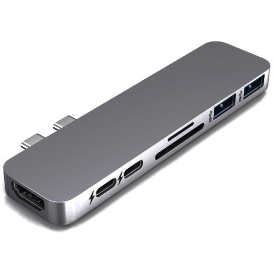 Хаб HyperDrive DUO 7-in-2 USB-C Hub для MacBook Pro/Air (USB-C) серый космос (HD28C-GRAY)