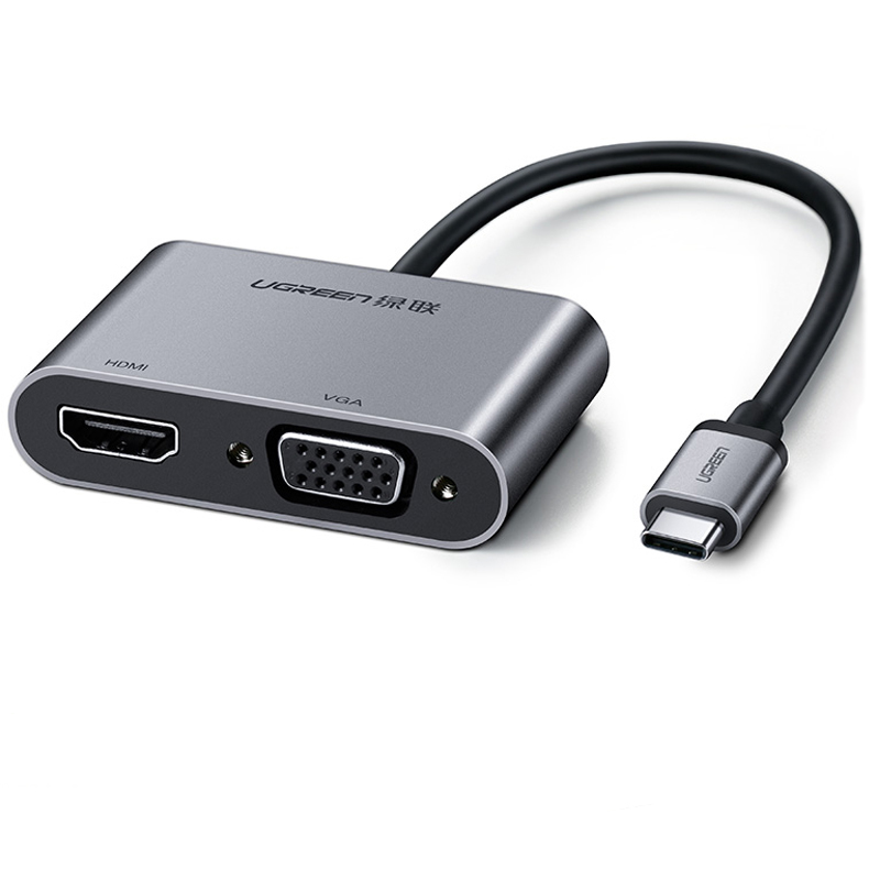 Переходник Ugreen CM162 (50505) USB-C to HDMI + VGA +USB 3.0 Adapter With PD Серый космос