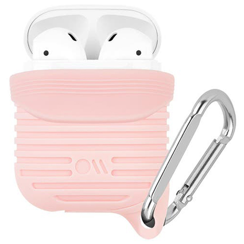 Чехол Case-Mate Tough Water Resistant Case для AirPods нежно-розовый / серебристый карабин