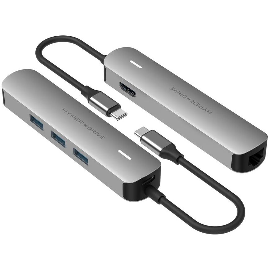 Адаптер HyperDrive TUBE 6-in-1 USB-C Hub серый космос (HD233B-GREY)