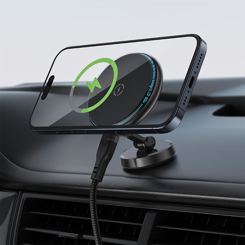 Автодержатель с функцией беспроводной зарядки Acefast D30 Wireless Charger Magnetic Car Holder (AF-D30-BK)