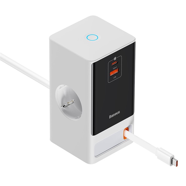 Сетевое зарядное устройство Baseus PowerCombo Digital PowerStrip 65W (APP Control) белое (PSLR000602)