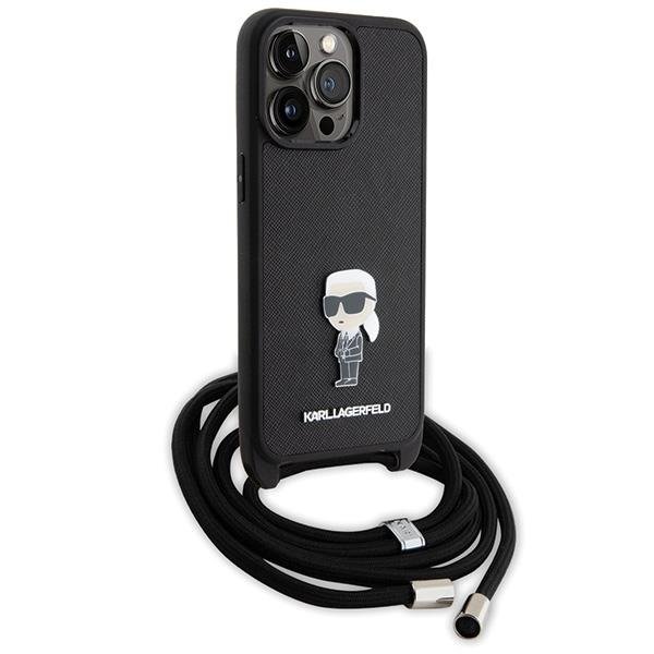 Чехол CG Mobile Lagerfeld Crossbody Saffiano для iPhone 15 Pro Max чёрный