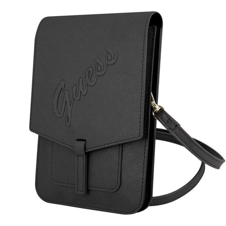 Сумка CG Mobile Guess Wallet Bag Saffiano Script Logo для смартфонов чёрная