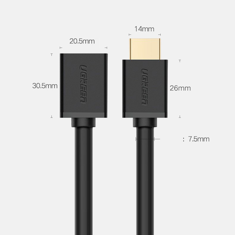 Кабель-удлинитель Ugreen HD107 (10141) HDMI Male to Female Cable (1 метр) чёрный