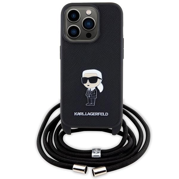 Чехол CG Mobile Lagerfeld Crossbody Saffiano для iPhone 15 Pro чёрный