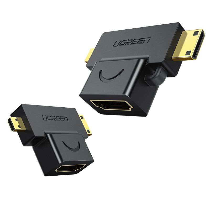 Переходник Ugreen HD129 (20144) Micro HDMI + Mini HDMI Male to HDMI Female Adapter чёрный