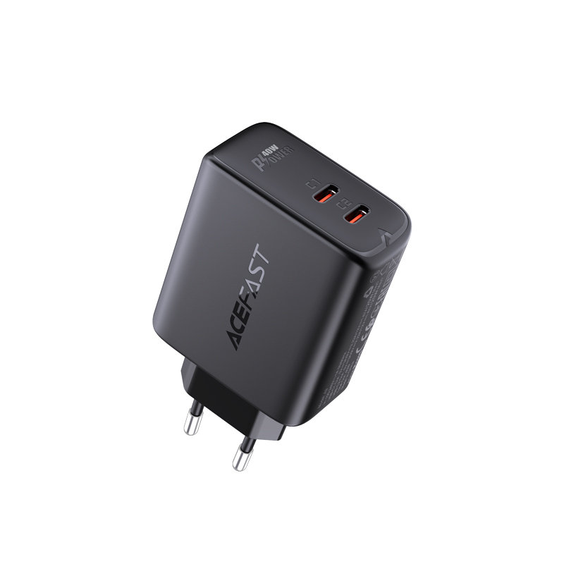 Сетевое зарядное устройство Acefast A9 2 x USB Type-C 40W PD Wall Charger чёрное (AF-A9-BK)
