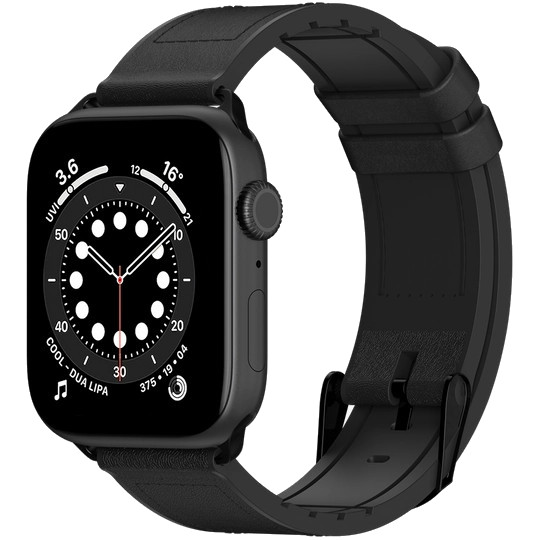 Ремешок SwitchEasy Hybrid для Apple Watch 42/44/45 мм чёрный силикон/натуральная кожа (GS-107-214-274-11)