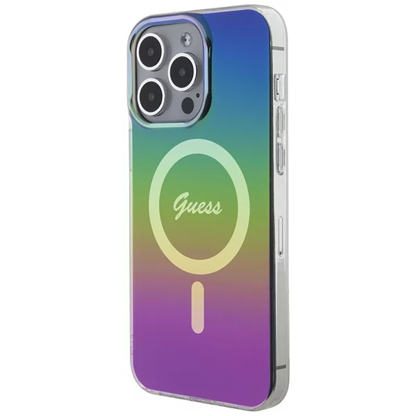 Чехол CG Mobile Guess IML Iridescent MagSafe для iPhone 15 Pro чёрный градиент