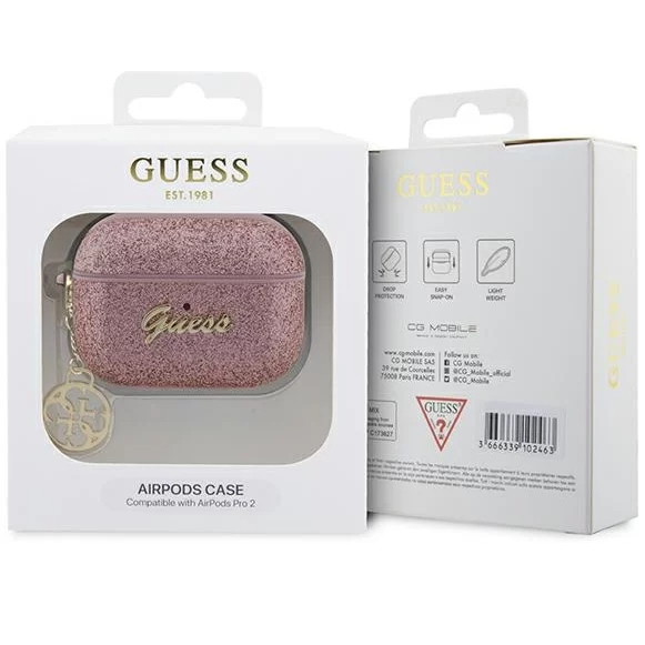Чехол CG Mobile Guess Glitter Flakes 4G Charm для AirPods Pro 2 (2022) розовый