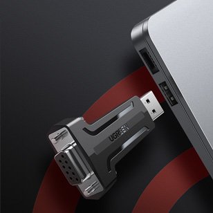 Адаптер UGREEN CM326 (80111) USB-A 2.0 to DB9 RS-232 Female Adapter чёрный (без кабеля)