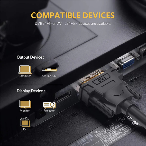 Кабель Ugreen DV101 DVI (24+1 pin) Male - Male  - 1,5м
