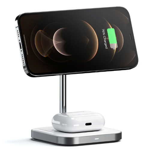 Беспроводное зарядное устройство Satechi Aluminium 2-in-1 Magnetic Wireless Charging Stand (ST-WMCS2M)