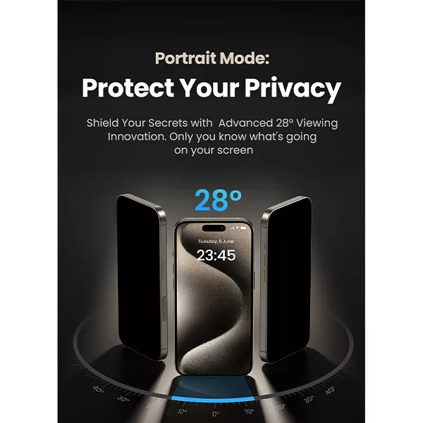 Защитное стекло Ugreen SP407 Privacy Screen Tempered Protective Film для iPhone 15 чёрное (25618)