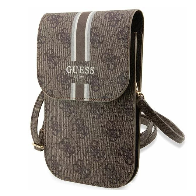 Сумка Guess 4G Printed Stripes для смартфонов коричневая (GUWBP4RPSW)