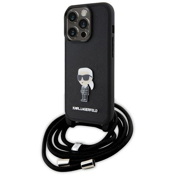 Чехол CG Mobile Lagerfeld Crossbody Saffiano для iPhone 15 Pro чёрный