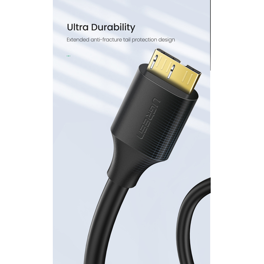 Кабель UGREEN US130 (10840) USB-A to USB Micro-B 3.0 (0,5 метра) Male Cable чёрный (для жесткого диска)