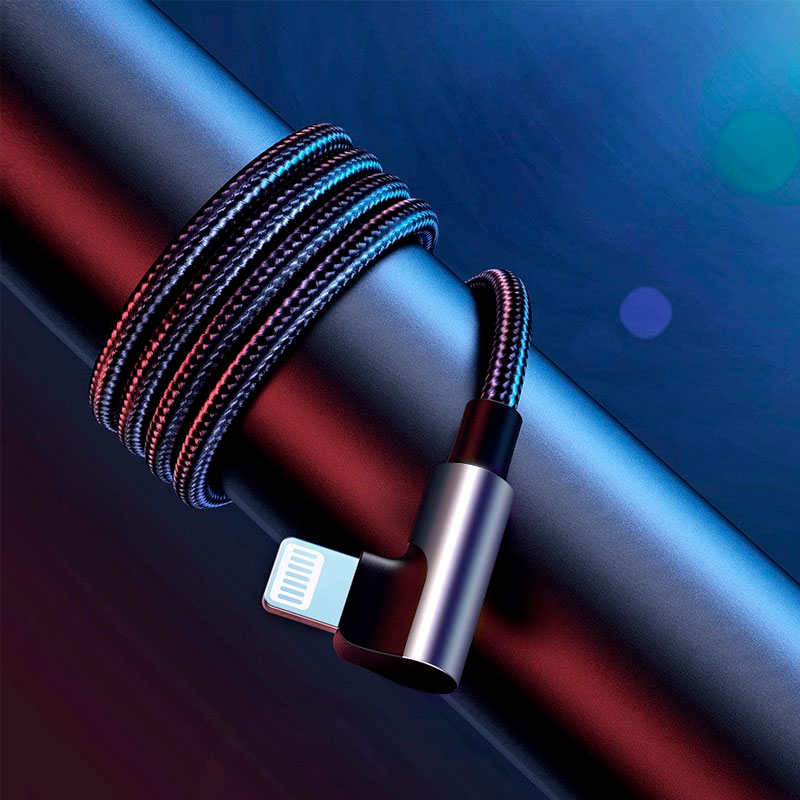 Кабель угловой Ugreen US305 (1 метр) Lightning to USB-C Angled Cable Aluminum Shell Braided (PD) чёрный