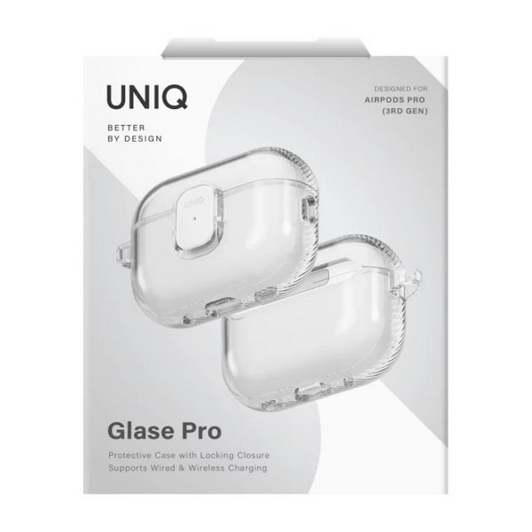 Чехол с карабином Uniq Glase PRO для Airpods Pro 3 прозрачный