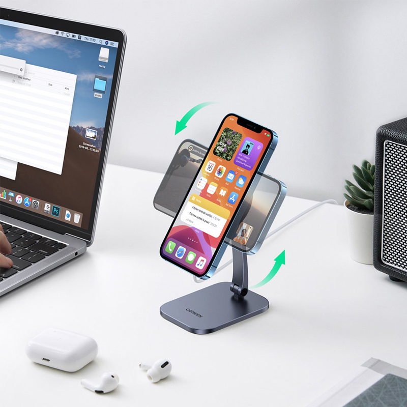 Держатель UGREEN LP472 Foldable Stand for Apple Original MagSafe Charger для зарядного устройства Magsafe серый космос (40290)
